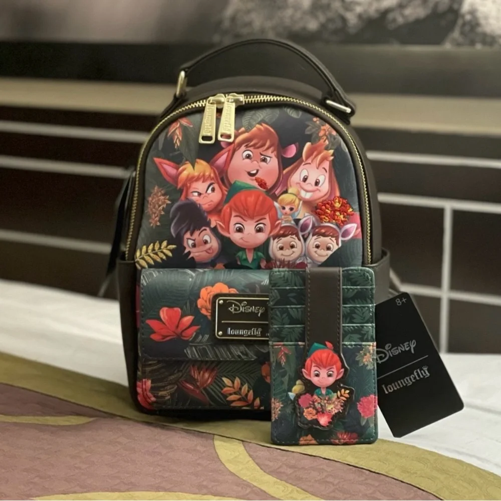 Loungefly Disney Peter Pan Mini Backpack with Wallet Set NWT
